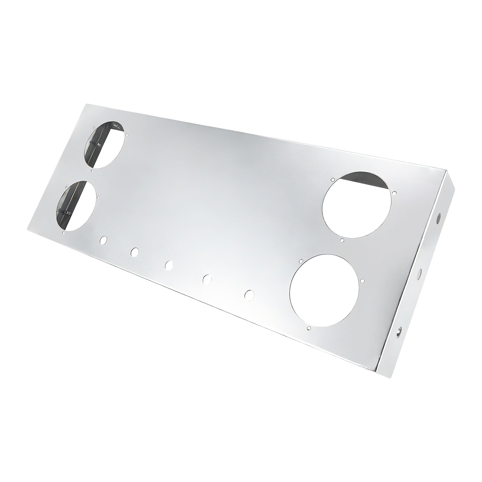 34" Chrome Stainless Steel Rear Center Light Panel for Semi Trucks – 4 Large + 5 Mini LED Cutouts (PR-9007SS)