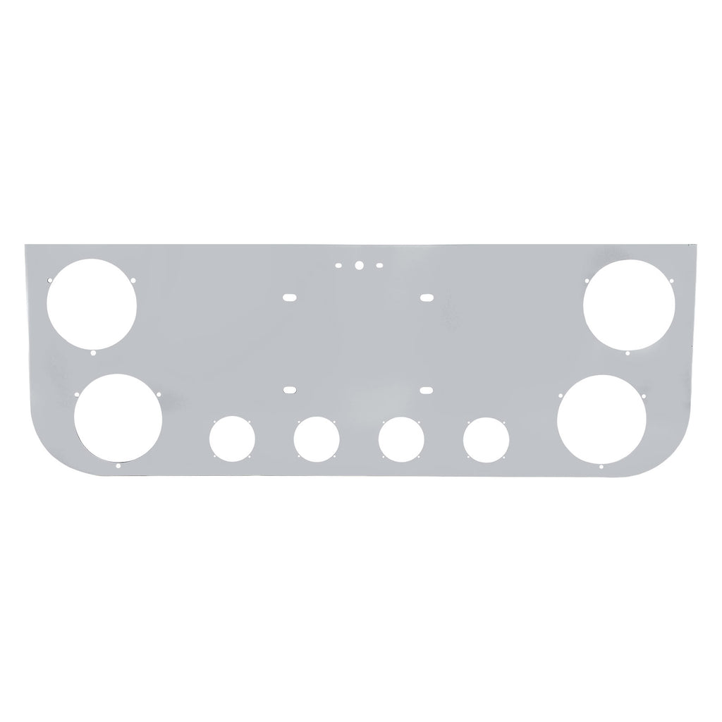 34" Chrome Stainless Steel Rear Center License Plate Panel for Semi Trucks – 6 Light Cutouts (PR-9002SS)