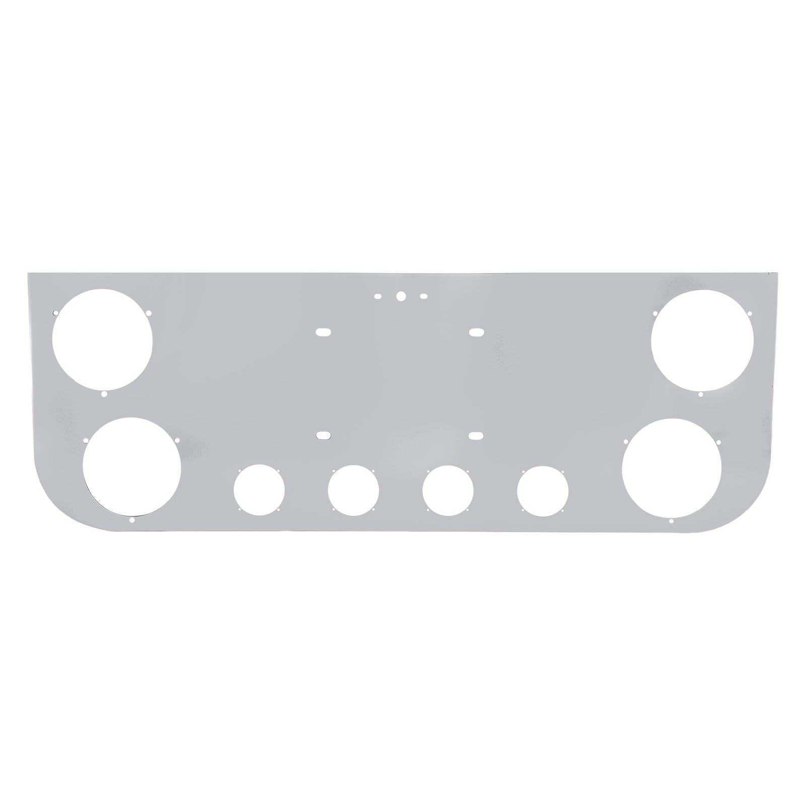 34" Chrome Stainless Steel Rear Center License Plate Panel for Semi Trucks – 6 Light Cutouts (PR-9002SS)