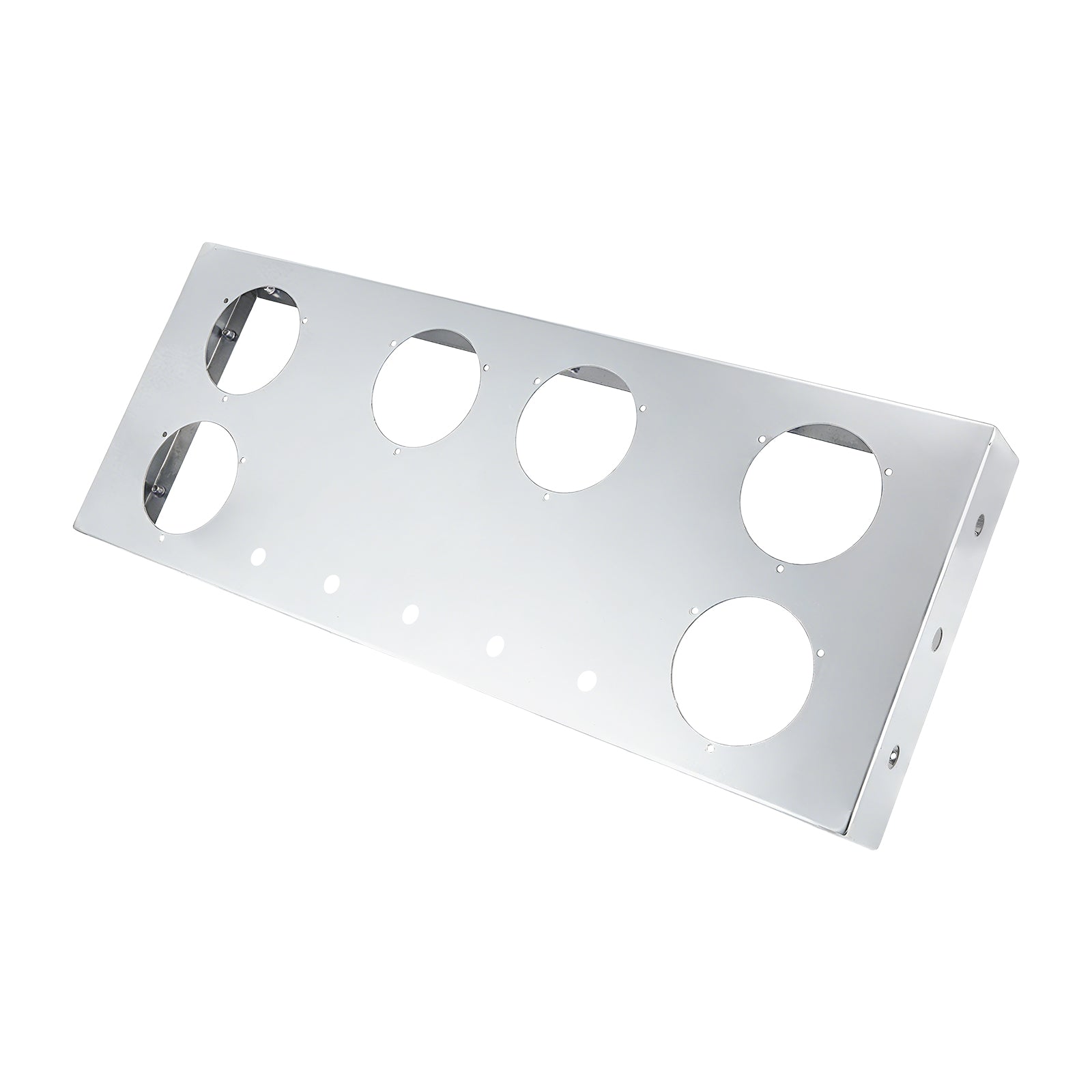 34" Chrome Stainless Steel Rear Center Light Panel for Semi Trucks – 6 Large + 5 Mini LED Cutouts (PR-9008SS)