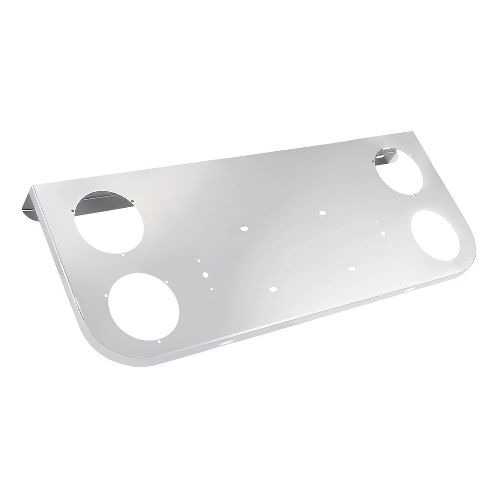 34" Chrome Stainless Steel Rear Center License Plate Panel for Semi Trucks – 4 Large 4" Light Cutouts (PR-9004SS)