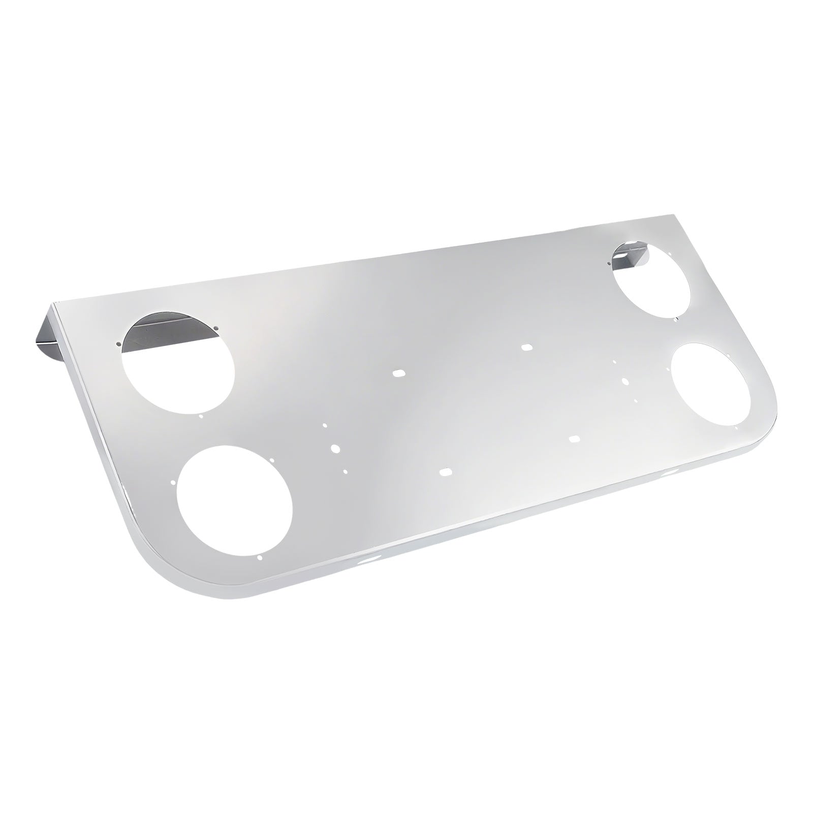 34" Chrome Stainless Steel Rear Center License Plate Panel for Semi Trucks – 4 Large 4" Light Cutouts (PR-9004SS)