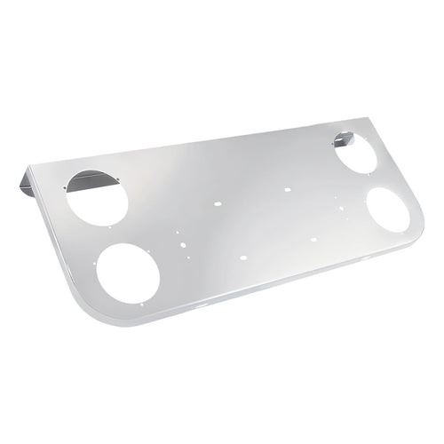 34" Chrome Stainless Steel Rear Center License Plate Panel for Semi Trucks – 4 Large 4" Light Cutouts (PR-9004SS)