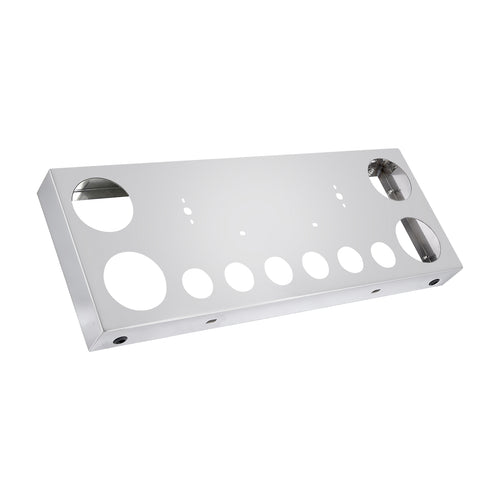 34" Chrome Stainless Steel Rear Center License Plate Panel for Semi Trucks – 4 Large + 7 Small Light Cutouts (PR-9005SS)