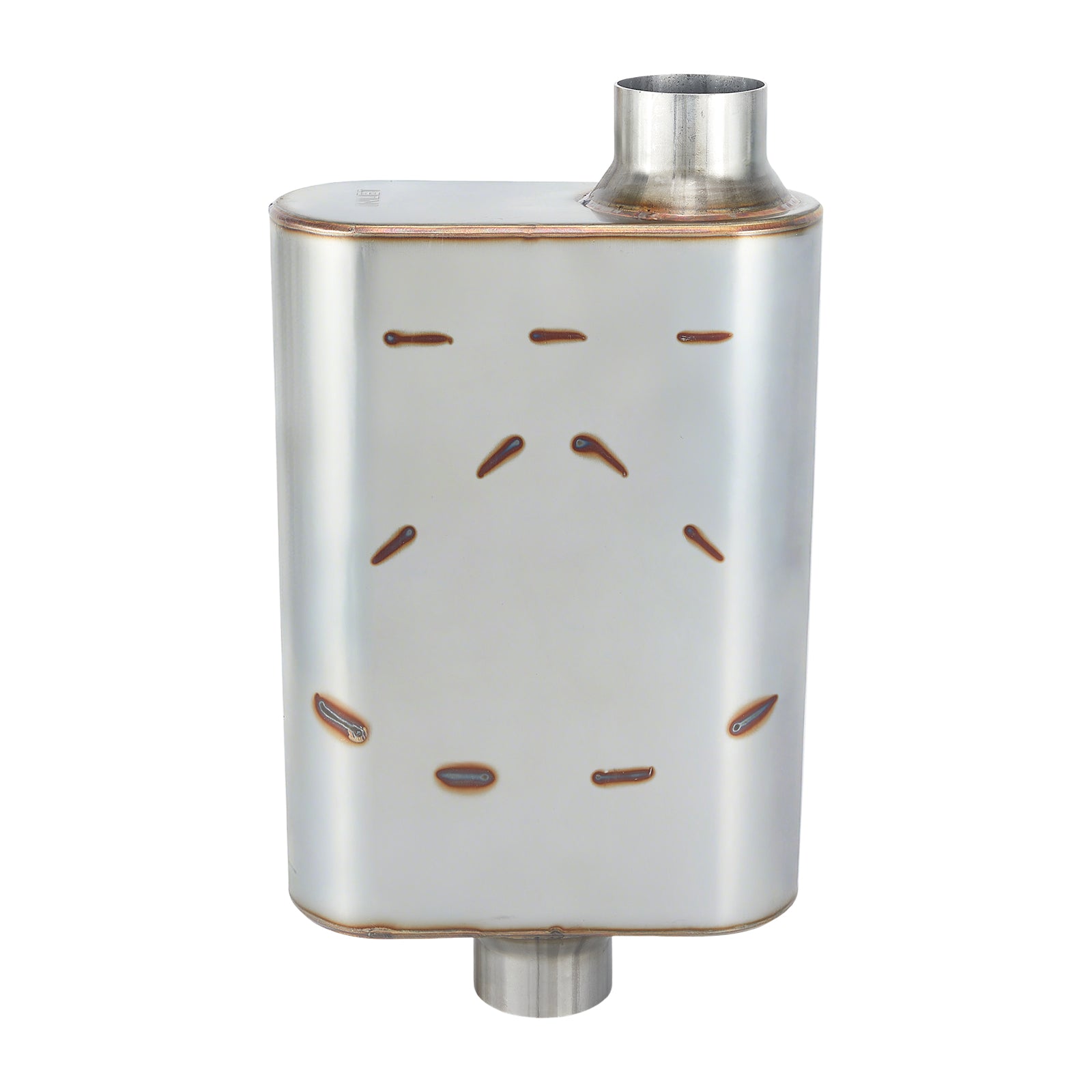 Stainless Chambered Performance Muffler – Standard Body, Offset-In / Offset-Out – Stainless or Black (PL-O1725-A23)