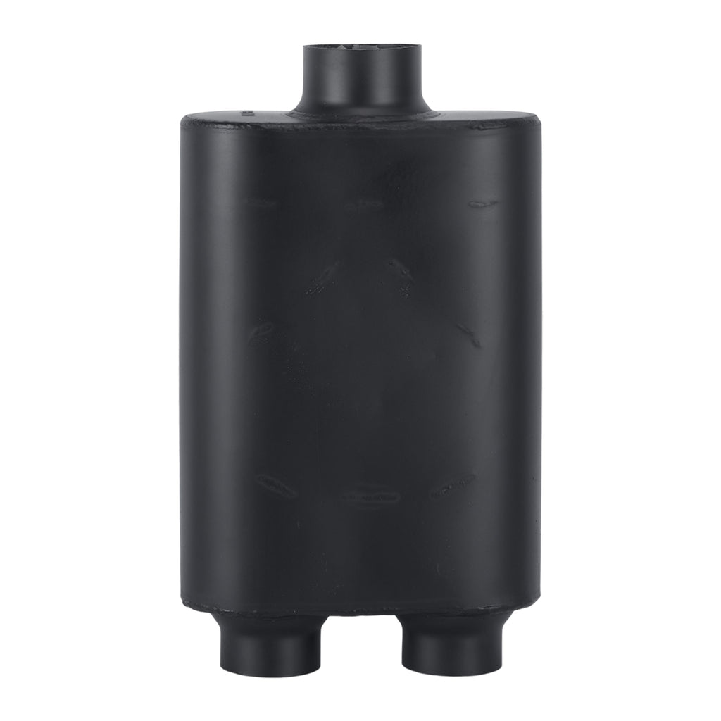 Black Chambered Performance Muffler – Standard Body, Single-In / DUAL-Outlet (PL-173D25BK-A44)