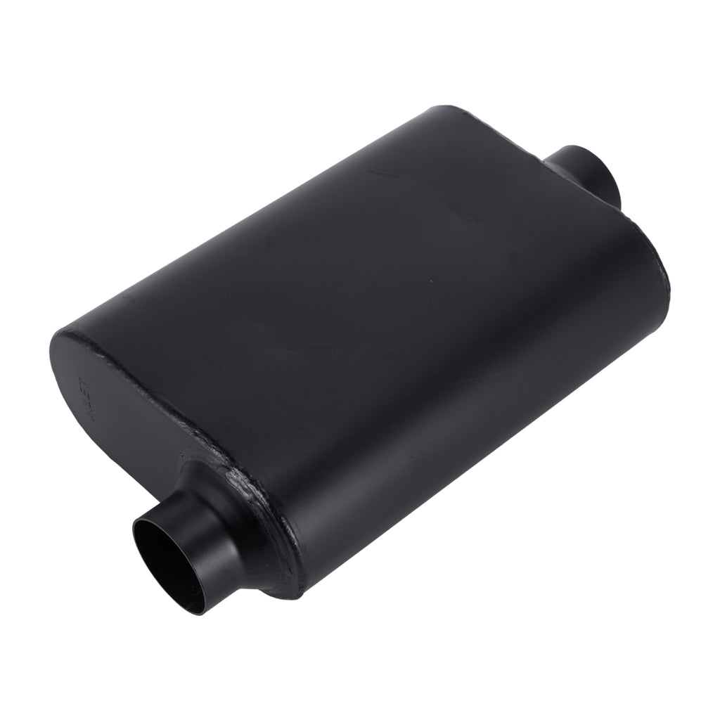 Stainless Chambered Performance Muffler – Standard Body, Offset-In / Offset-Out – Stainless or Black (PL-O1725-A23)