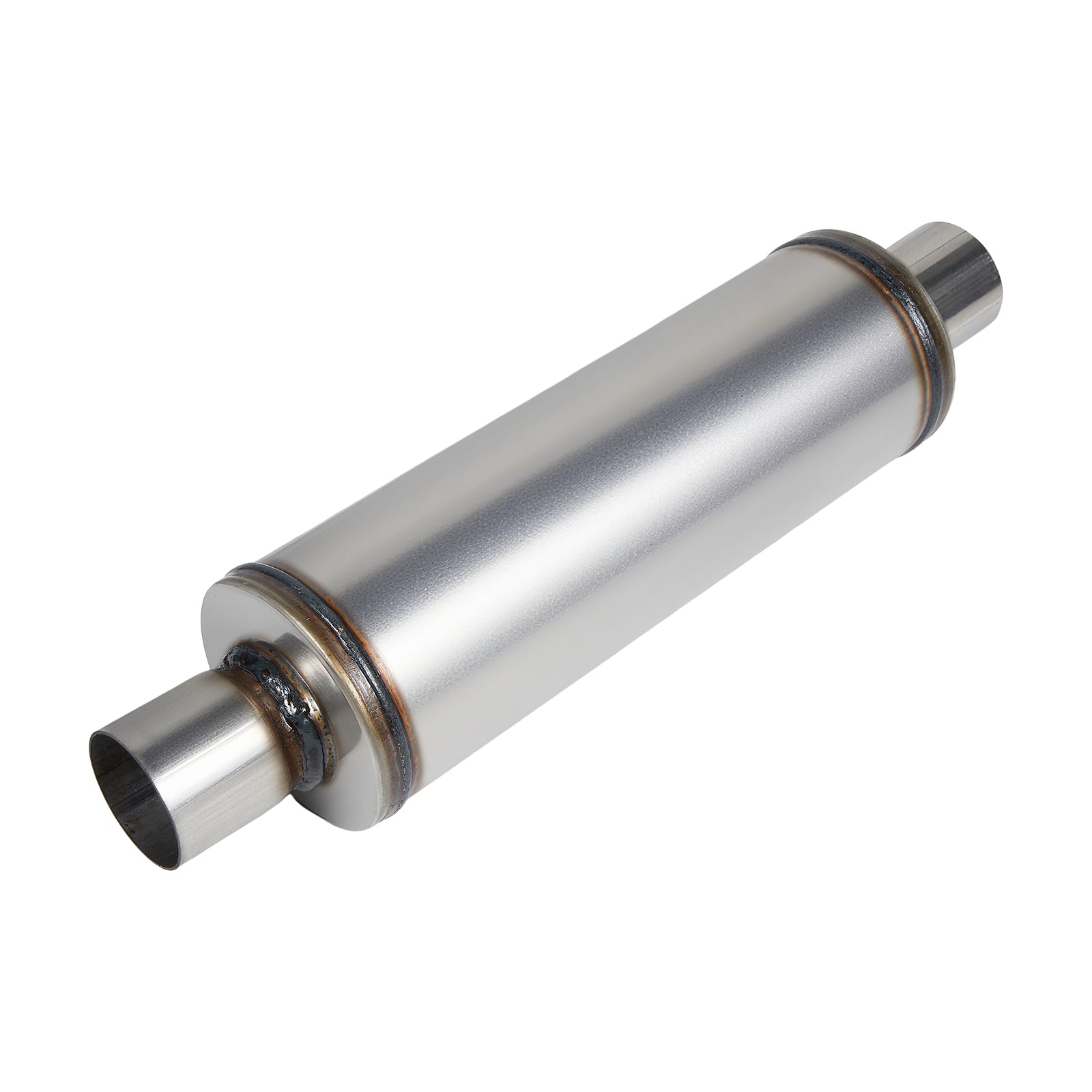 Cylindrical Stainless Chambered Muffler – Textured Finish – 2.25", 2.5" (J Series)