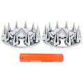 Chrome Spiked Front Axle Hub Cover Set for Semi Trucks – Push-On, 33 mm, 2-Piece Kit with Install Tool (PL-03-PUSH-FT)