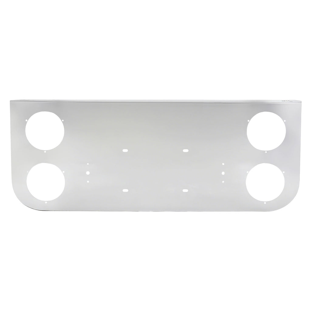 34" Chrome Stainless Steel Rear Center License Plate Panel for Semi Trucks – 4 Large 4" Light Cutouts (PR-9004SS)