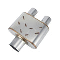 Stainless Chambered Performance Muffler – Compact Body, Single-In / DUAL-Outlet (PL-133D225-A8)