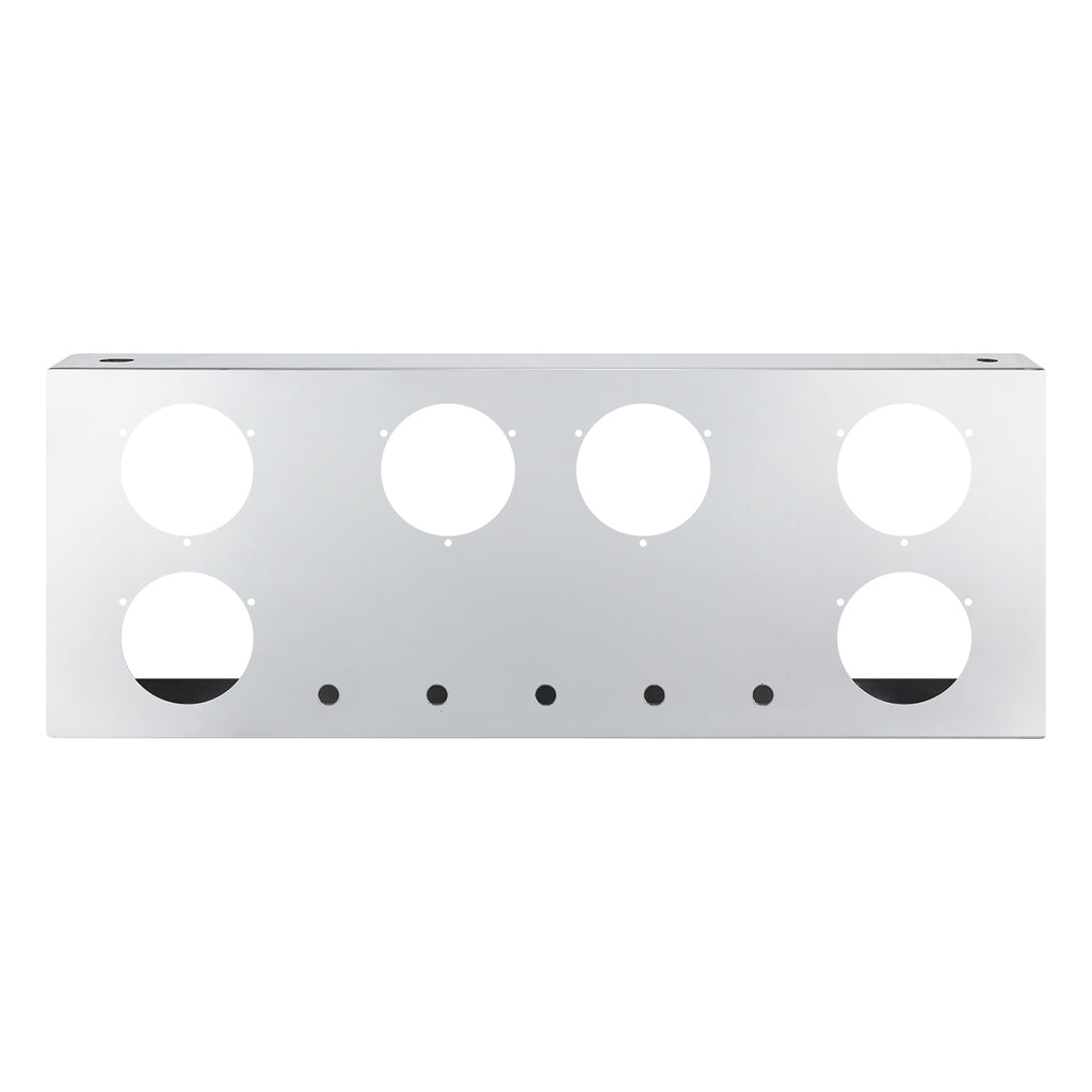 34" Chrome Stainless Steel Rear Center Light Panel for Semi Trucks – 6 Large + 5 Mini LED Cutouts (PR-9008SS)