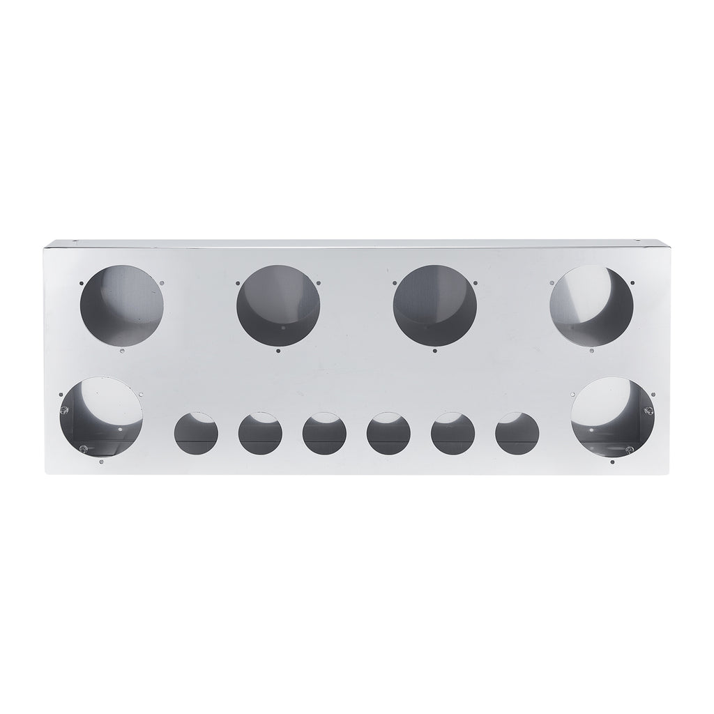 34" Chrome Stainless Steel Rear Center Light Panel for Semi Trucks – 6 Large + 6 Small Light Cutouts (PR-9006SS)