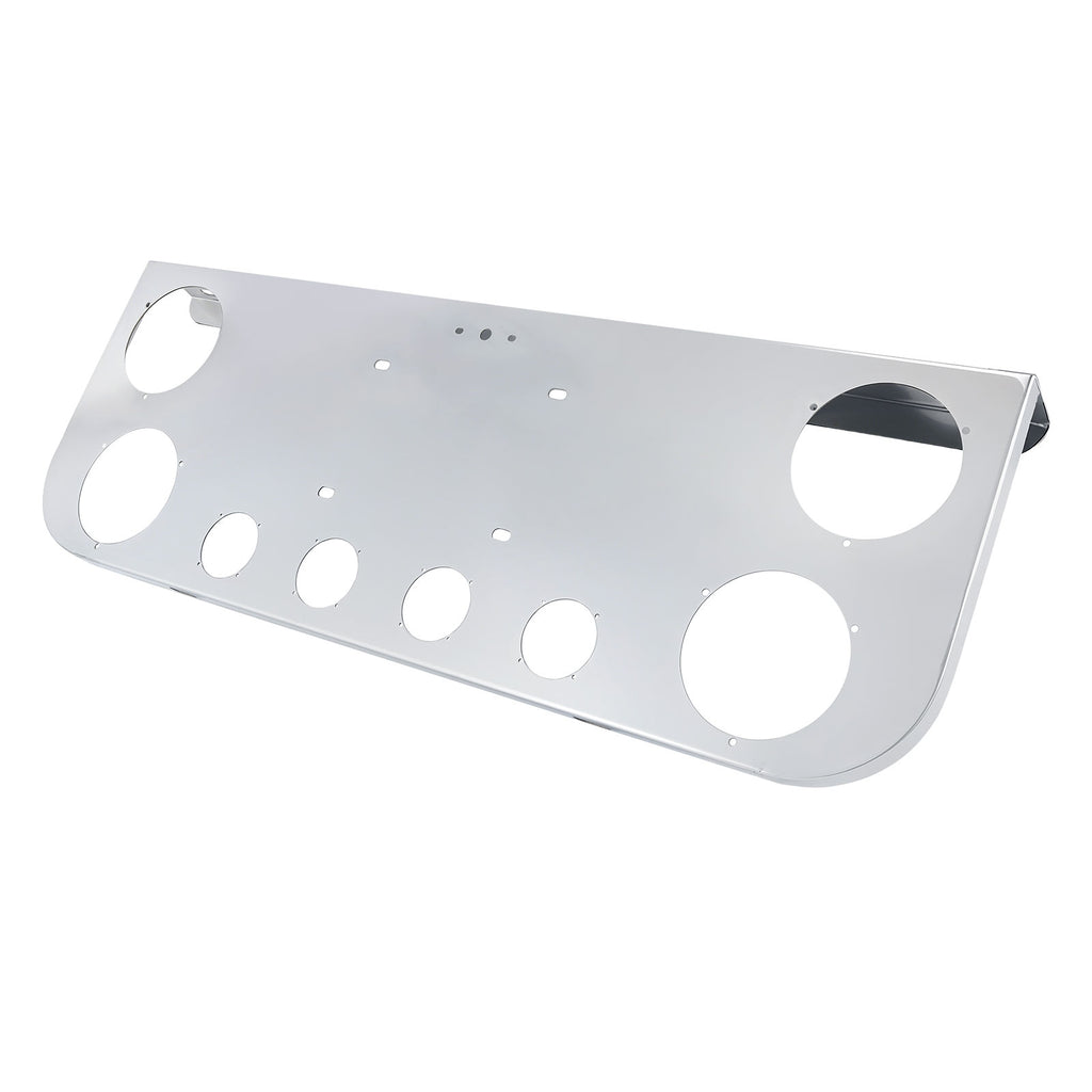 34" Chrome Stainless Steel Rear Center License Plate Panel for Semi Trucks – 6 Light Cutouts (PR-9002SS)