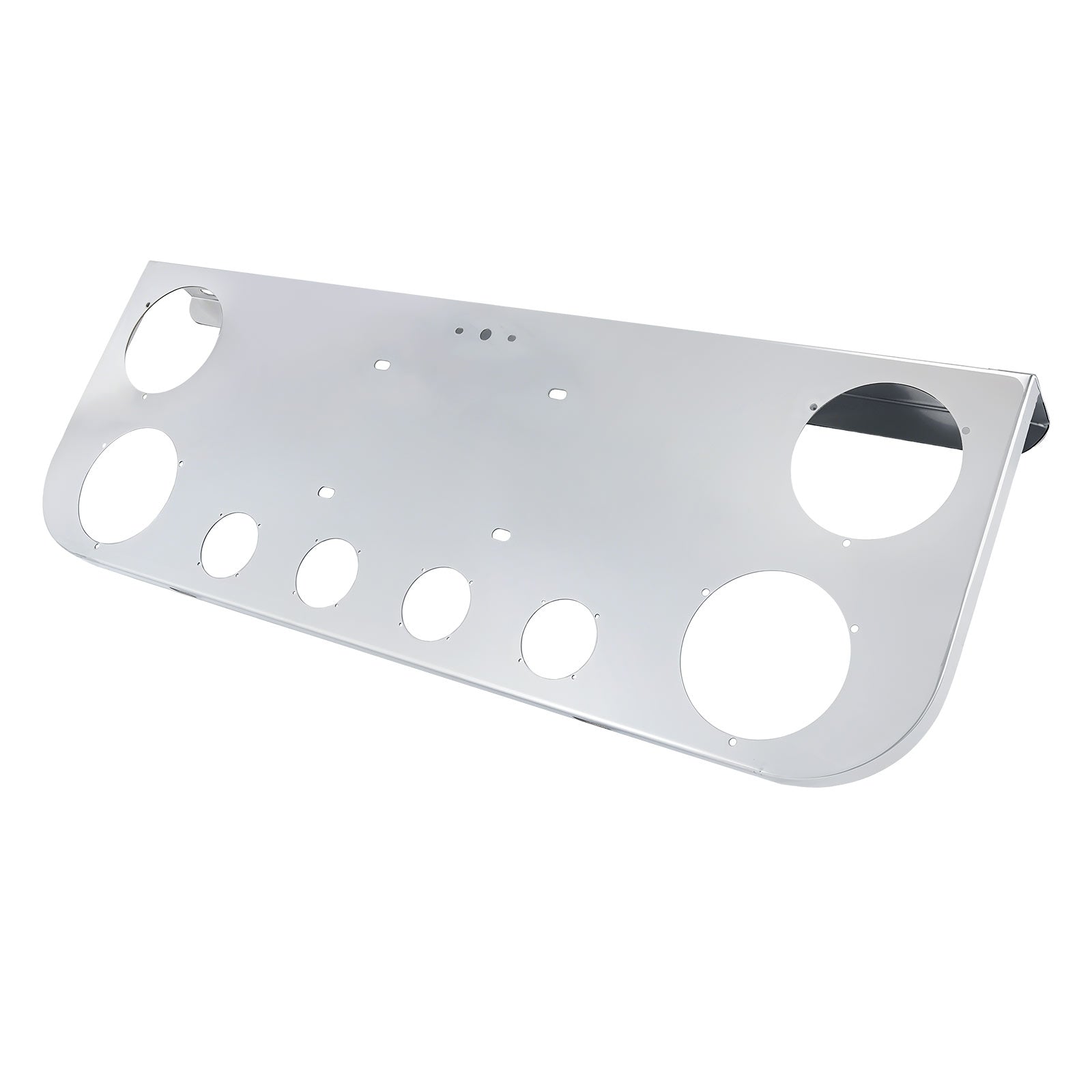 34" Chrome Stainless Steel Rear Center License Plate Panel for Semi Trucks – 6 Light Cutouts (PR-9002SS)