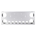 34" Chrome Stainless Steel Rear Center License Plate Panel for Semi Trucks – 4 Large + 7 Small Light Cutouts (PR-9005SS)