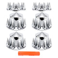 Chrome Spiked Complete Wheel Hub Cover Kit for Semi Trucks – 2 Front + 4 Rear Axle Covers + 60× 33 mm Push-On Nut Covers + Install Tool (PL-03-PUSH-WH)