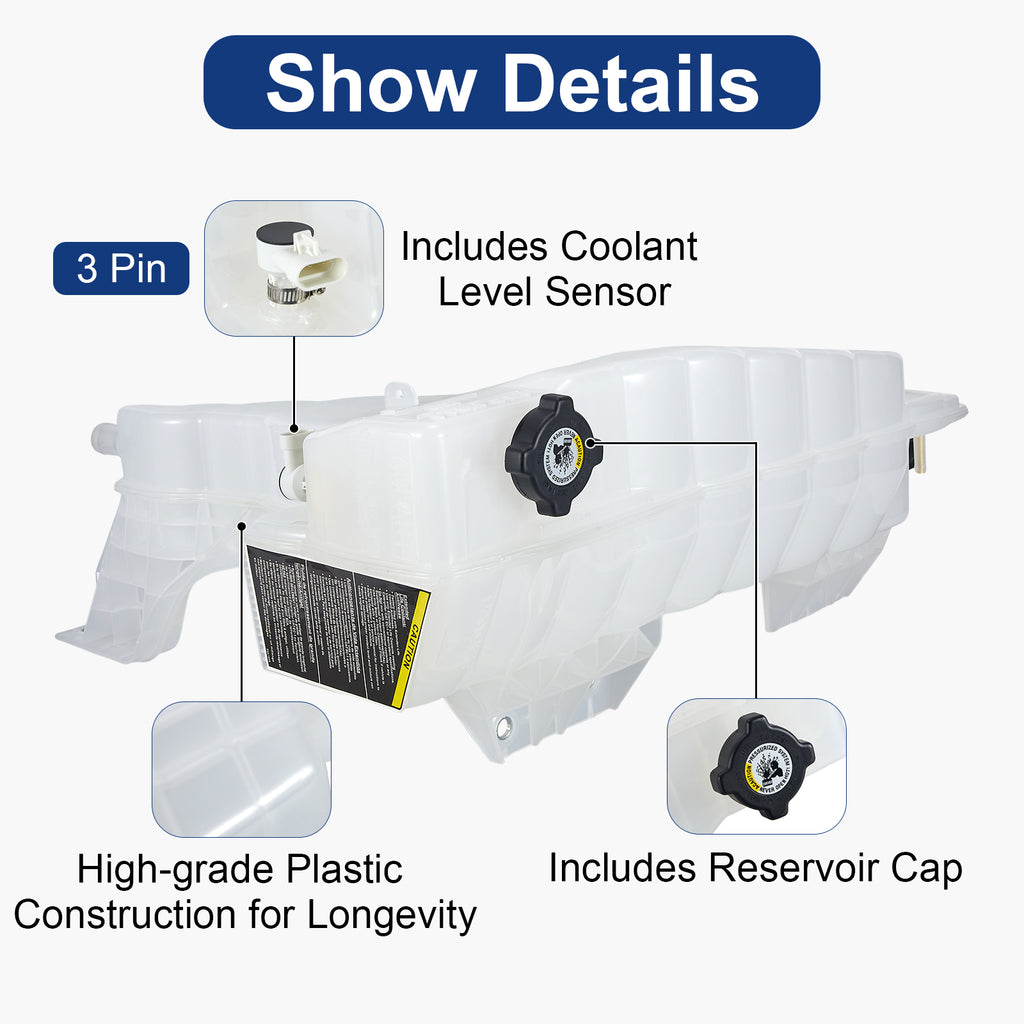 Heavy-Duty Coolant Surge Tank for Kenworth T680 / T880 & Peterbilt 579 Semi Trucks – Fits 2012-2018, Replaces Paccar CP237001 (PL-5245-ET4)