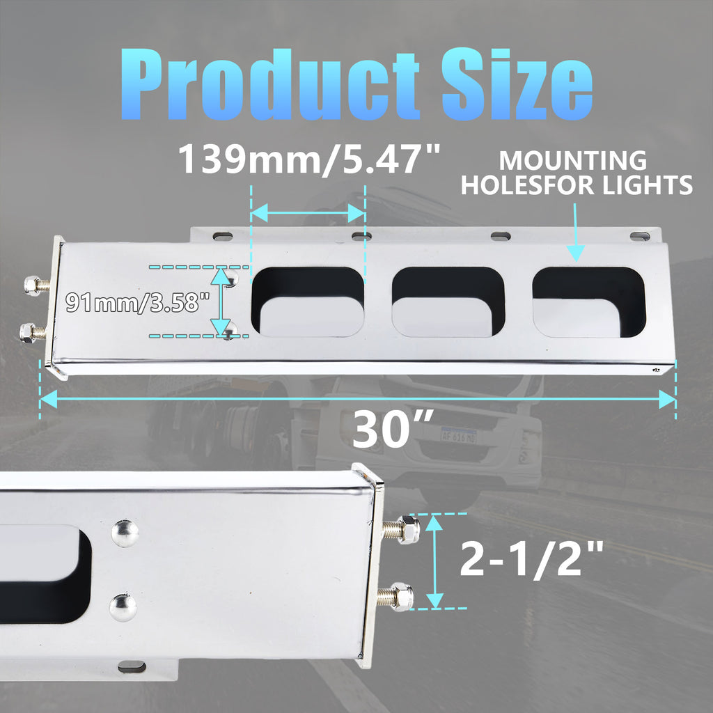Polished Stainless Mud Flap Bracket Light Housing – Tall Pill-Shape Cutouts – Pair