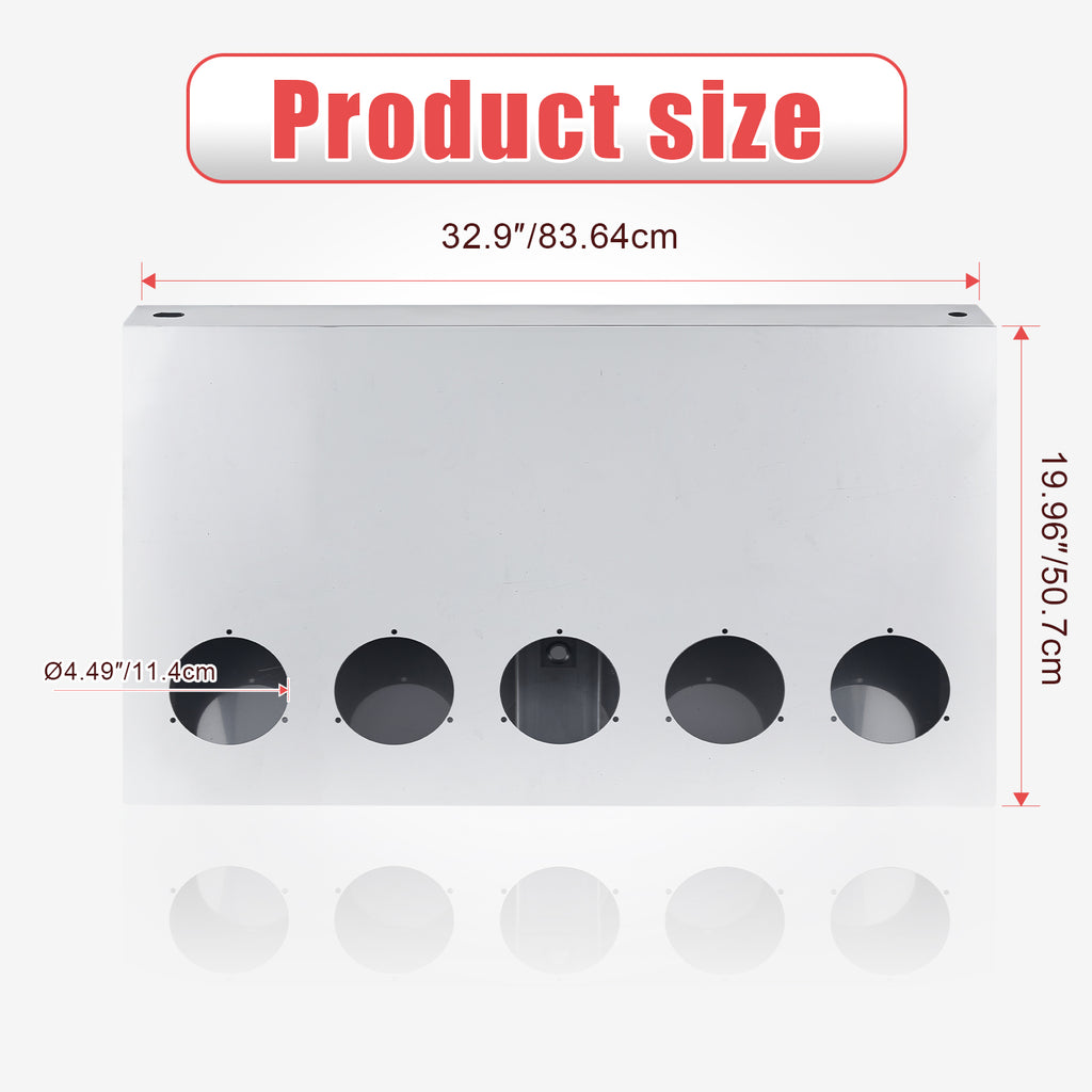 33" Chrome Stainless Steel Tall Rear Light Panel for Semi Trucks – 5 Large 4" Light Cutouts (PR-9011SS)