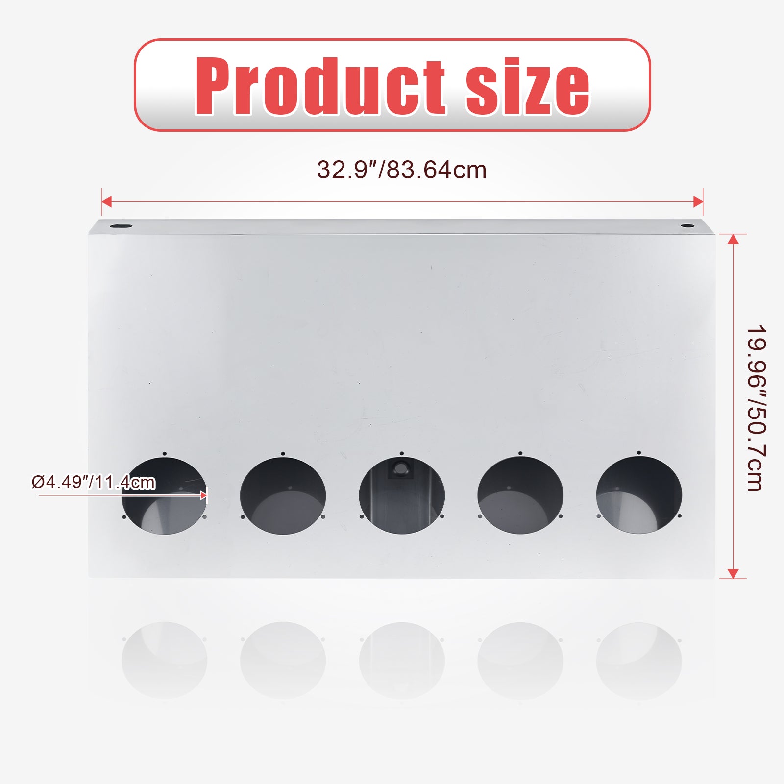 33" Chrome Stainless Steel Tall Rear Light Panel for Semi Trucks – 5 Large 4" Light Cutouts (PR-9011SS)