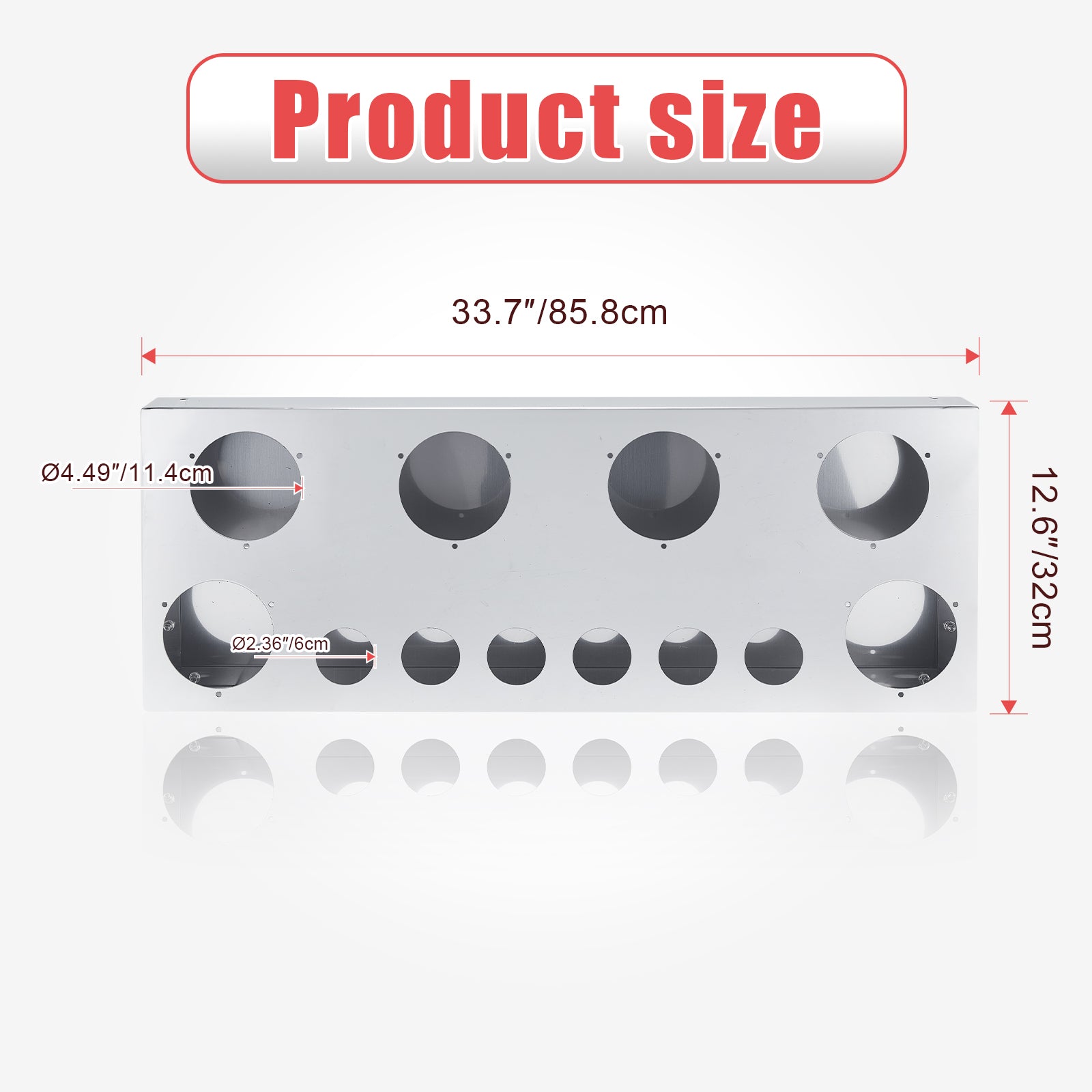 34" Chrome Stainless Steel Rear Center Light Panel for Semi Trucks – 6 Large + 6 Small Light Cutouts (PR-9006SS)