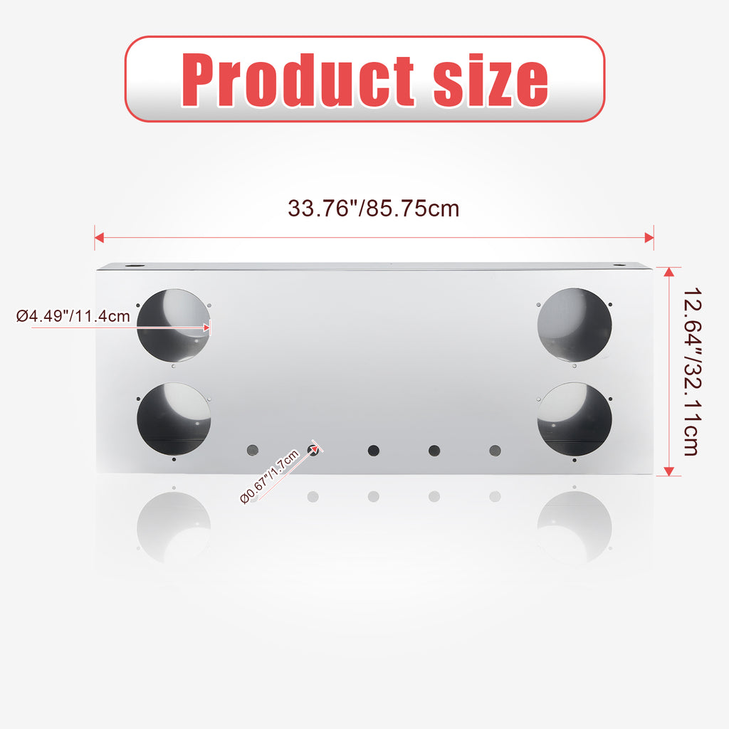 34" Chrome Stainless Steel Rear Center Light Panel for Semi Trucks – 4 Large + 5 Mini LED Cutouts (PR-9007SS)