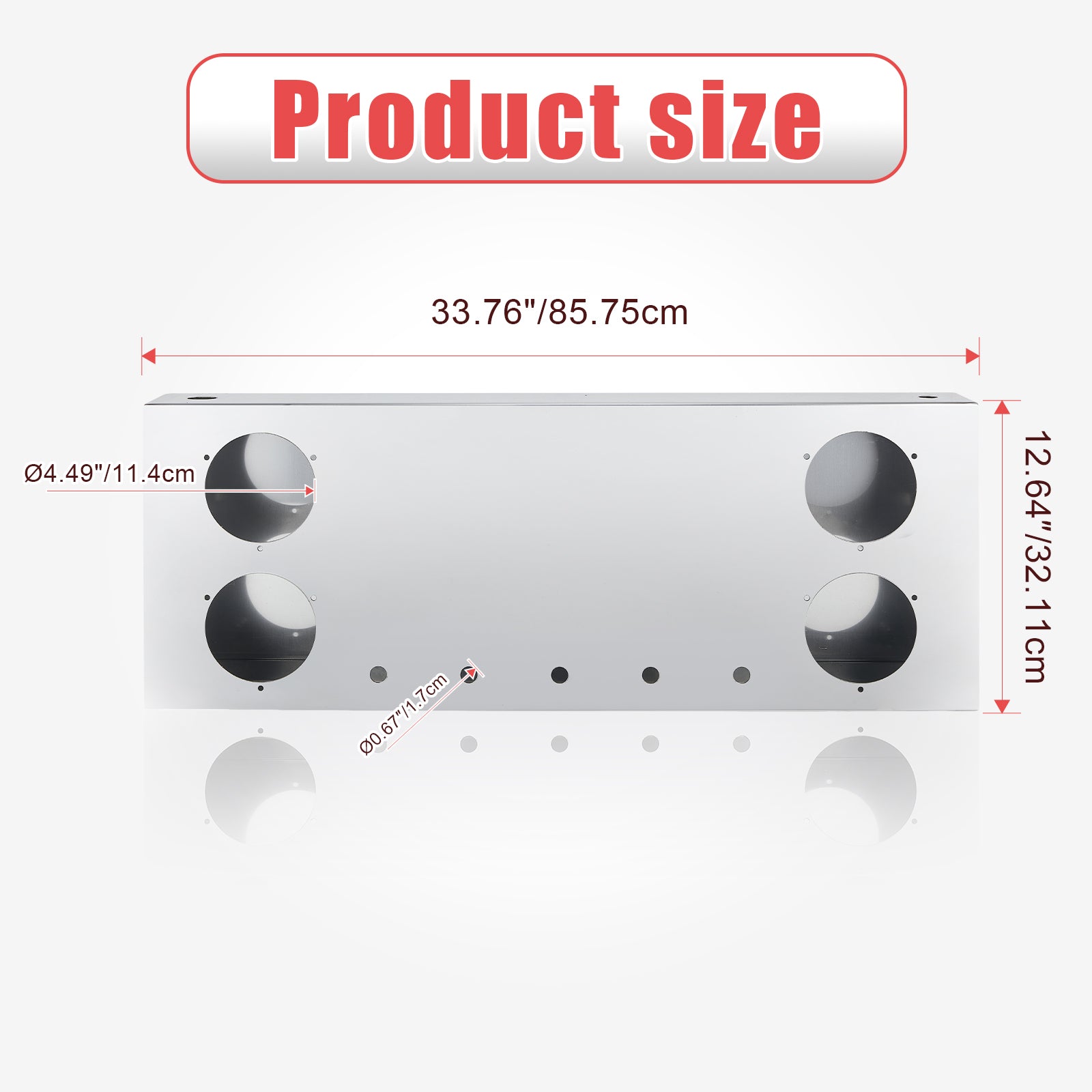 34" Chrome Stainless Steel Rear Center Light Panel for Semi Trucks – 4 Large + 5 Mini LED Cutouts (PR-9007SS)