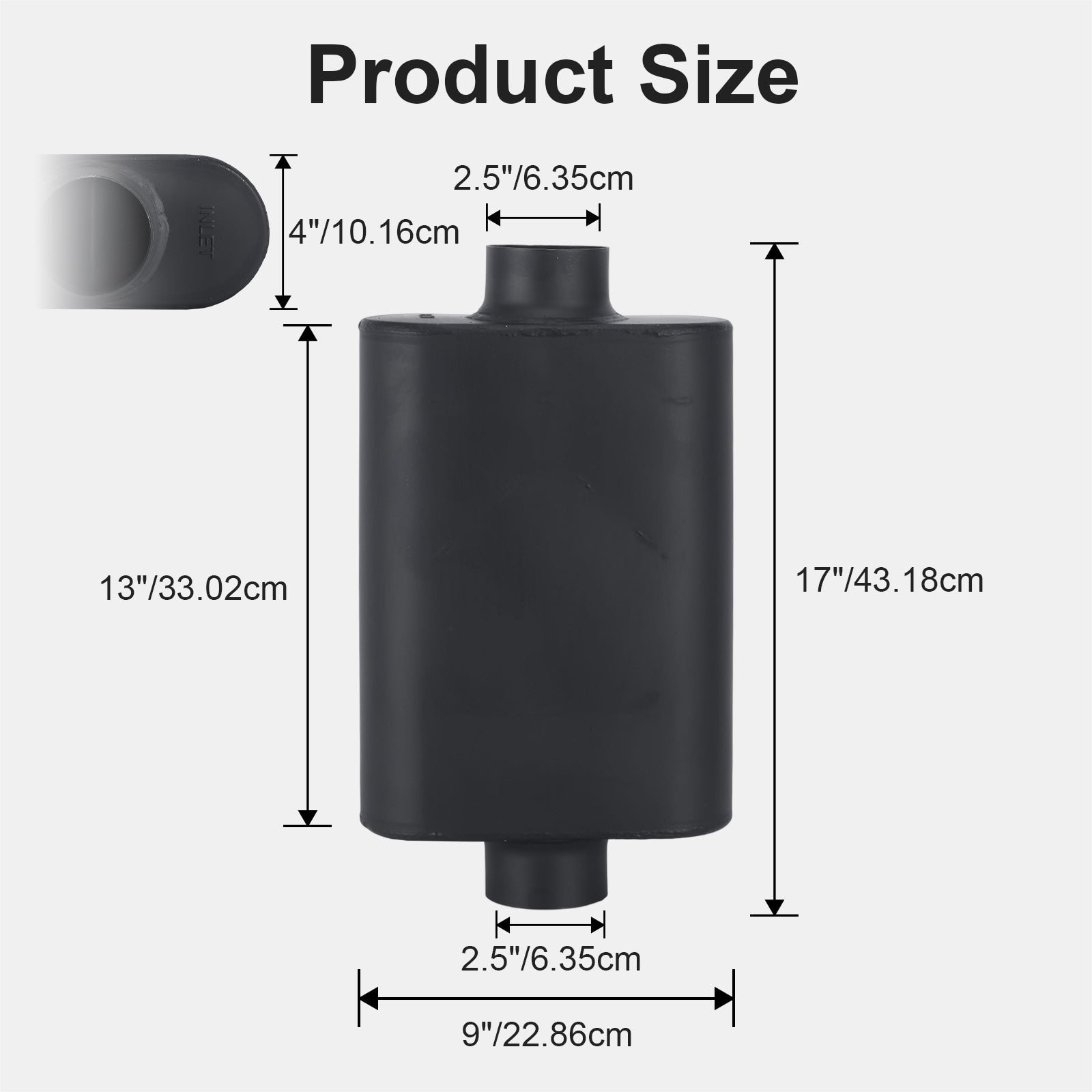 Chambered Performance Muffler – Standard Body, Center-In / Center-Out – 2.5", 3" – Stainless or Black (A Series)
