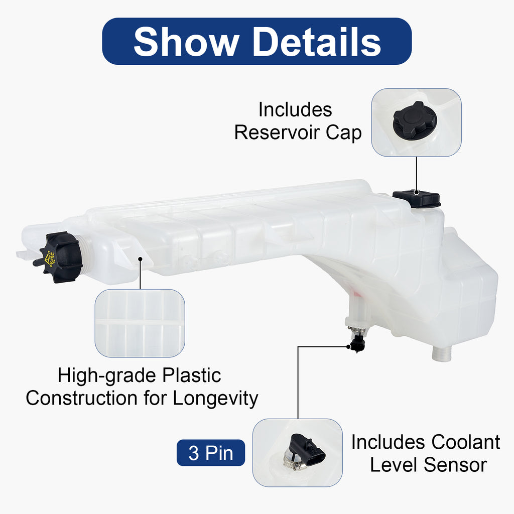 Heavy-Duty Coolant Surge Tank for Volvo VNM Semi Trucks – Fits 2007-2020, Replaces 20968795 / 21038101 (PL-5505-ET3)