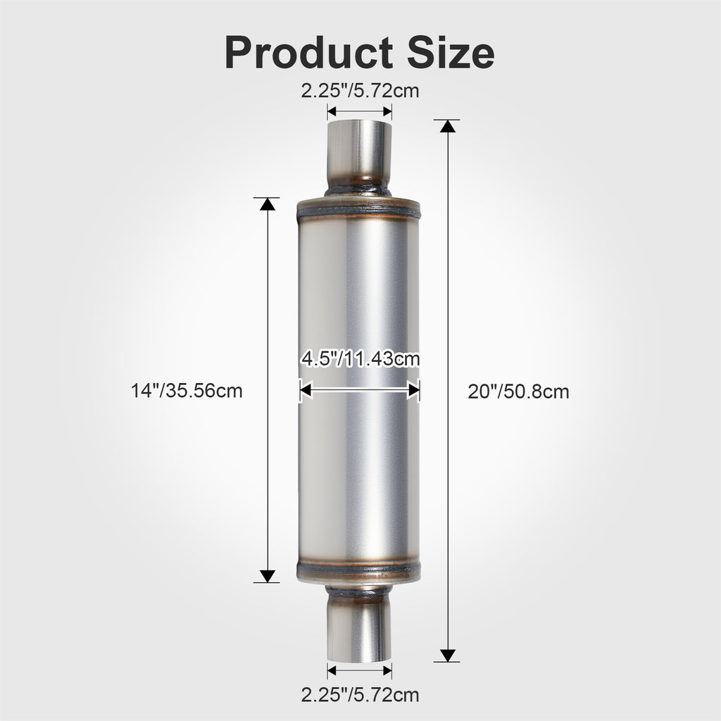 Cylindrical Stainless Chambered Muffler – Textured Finish – 2.25", 2.5" (J Series)