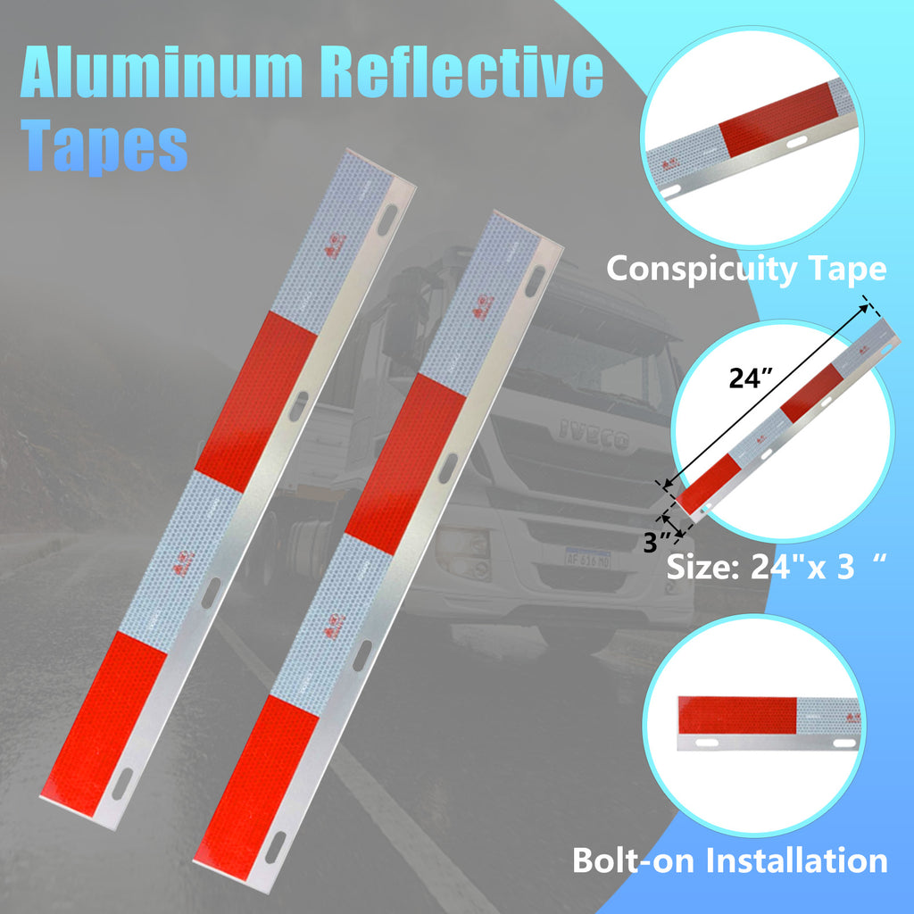 Polished Stainless Mud Flap Bracket Light Housing – 30" with Rounded-Rectangle Cutouts – Pair
