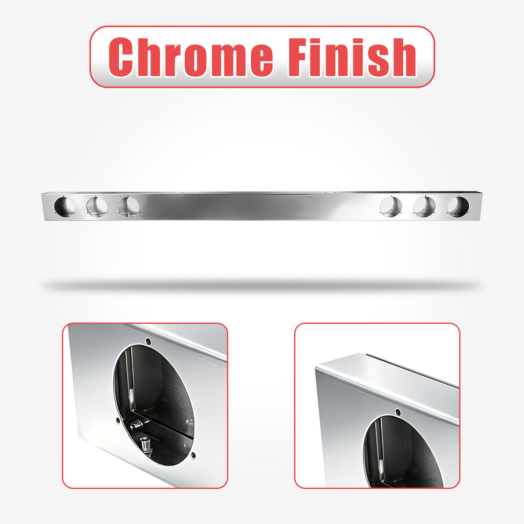 92" Chrome Stainless Steel Rear Center Light Panel for Semi Trucks – 6 Light Cutouts (PL-9021SS)