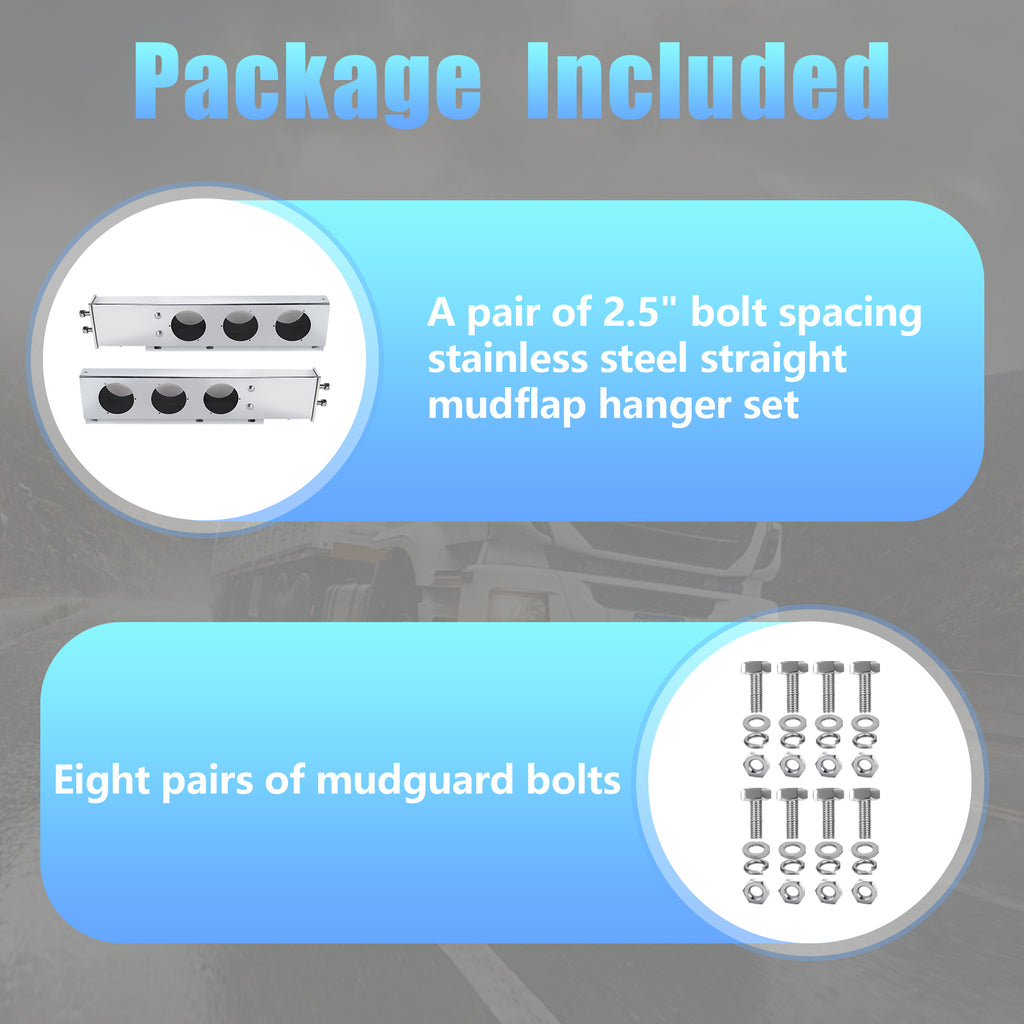 Polished Stainless Mud Flap Bracket Light Housing – 30" with 4" Round Cutouts – Pair