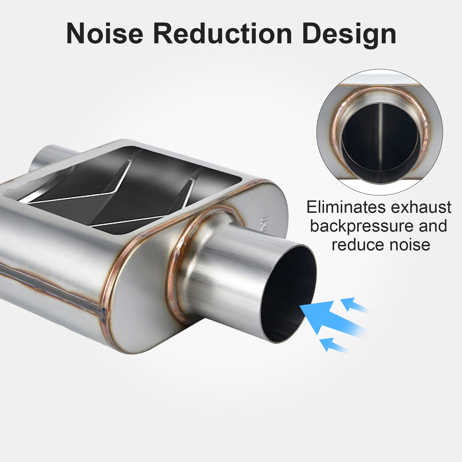 Stainless Chambered Performance Muffler – Compact Body, Single-In / DUAL-Outlet (PL-133D225-A8)