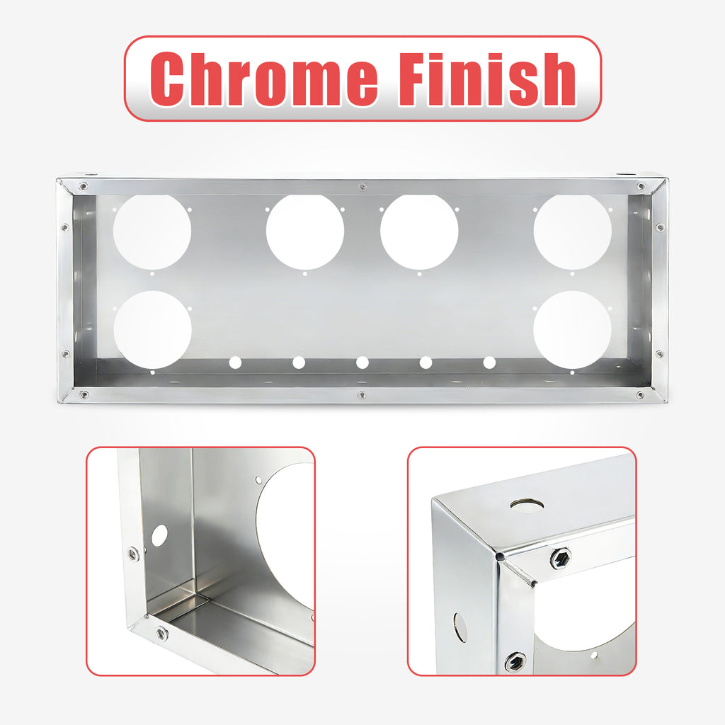 34" Chrome Stainless Steel Rear Center Light Panel for Semi Trucks – 6 Large + 5 Mini LED Cutouts (PR-9008SS)