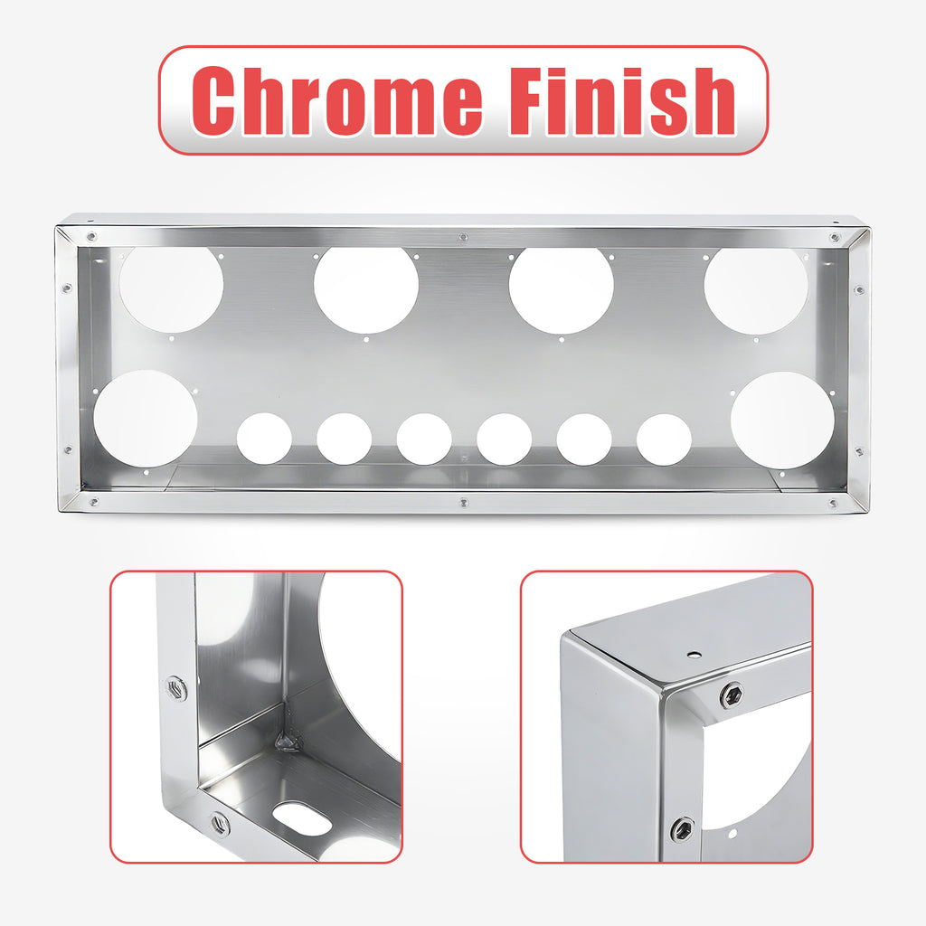 34" Chrome Stainless Steel Rear Center Light Panel for Semi Trucks – 6 Large + 6 Small Light Cutouts (PR-9006SS)