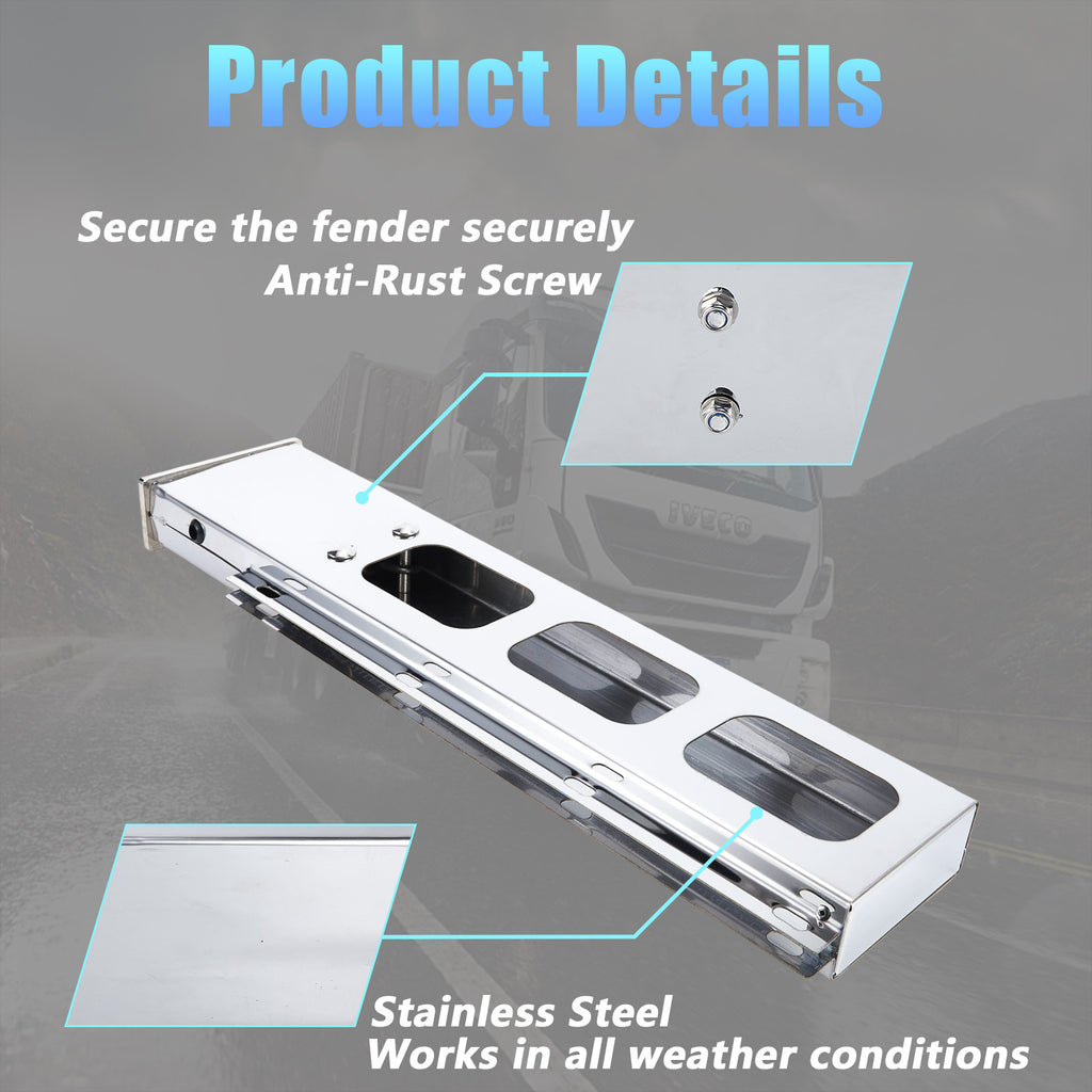 Polished Stainless Mud Flap Bracket Light Housing – Tall Pill-Shape Cutouts – Pair