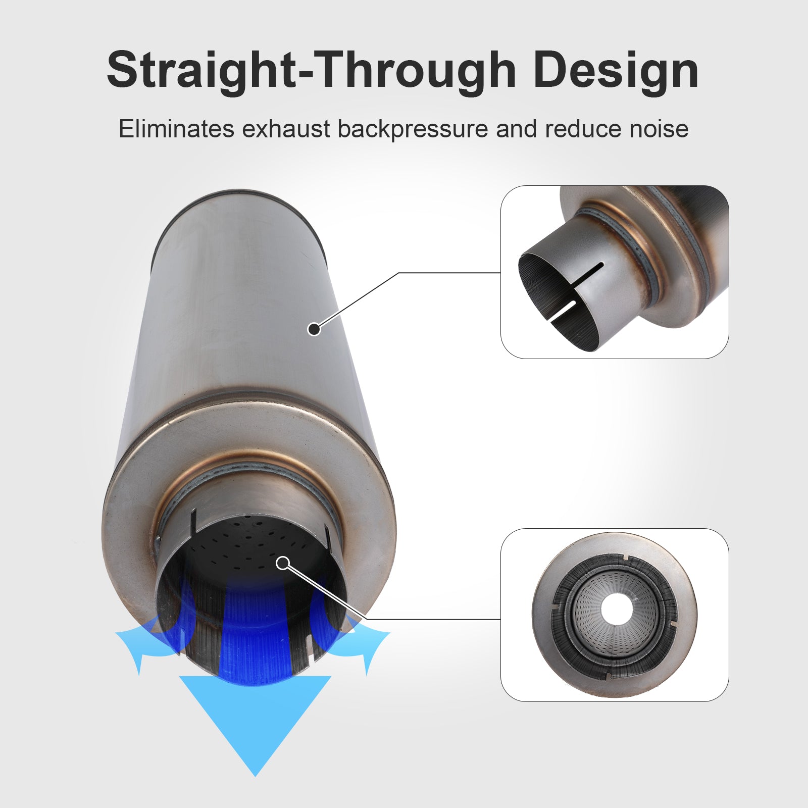 Heavy-Duty Cylindrical Stainless Muffler – Slip-Fit, 30" Body – 4", 5" (J Series)