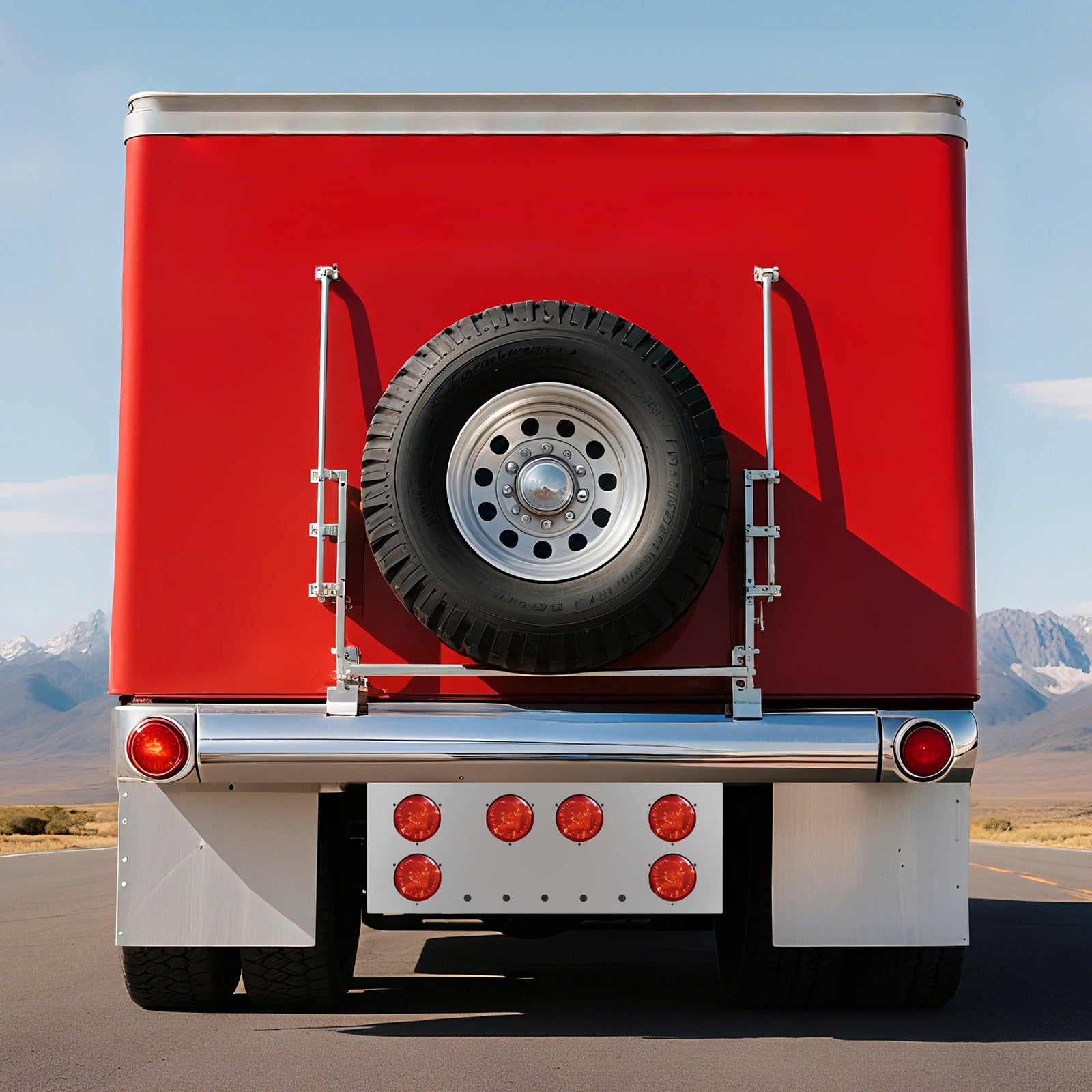 34" Chrome Stainless Steel Rear Center Light Panel for Semi Trucks – 6 Large + 5 Mini LED Cutouts (PR-9008SS)
