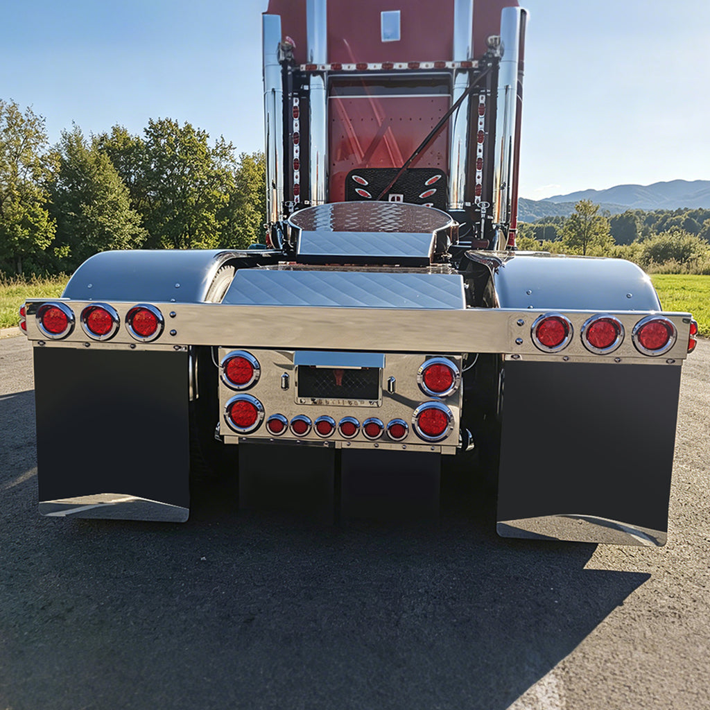 92" Chrome Stainless Steel Rear Center Light Panel for Semi Trucks – 6 Light Cutouts (PL-9021SS)