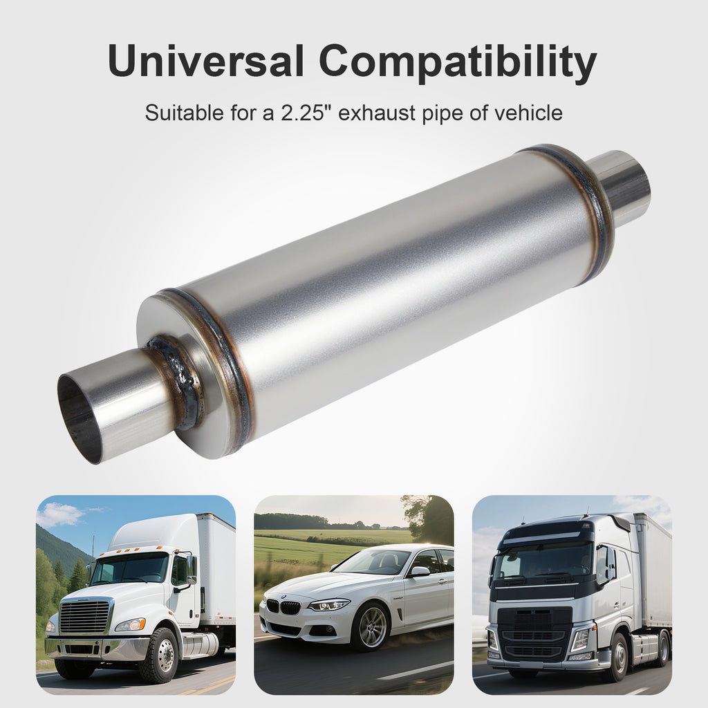 Cylindrical Stainless Chambered Muffler – Textured Finish – 2.25", 2.5" (J Series)