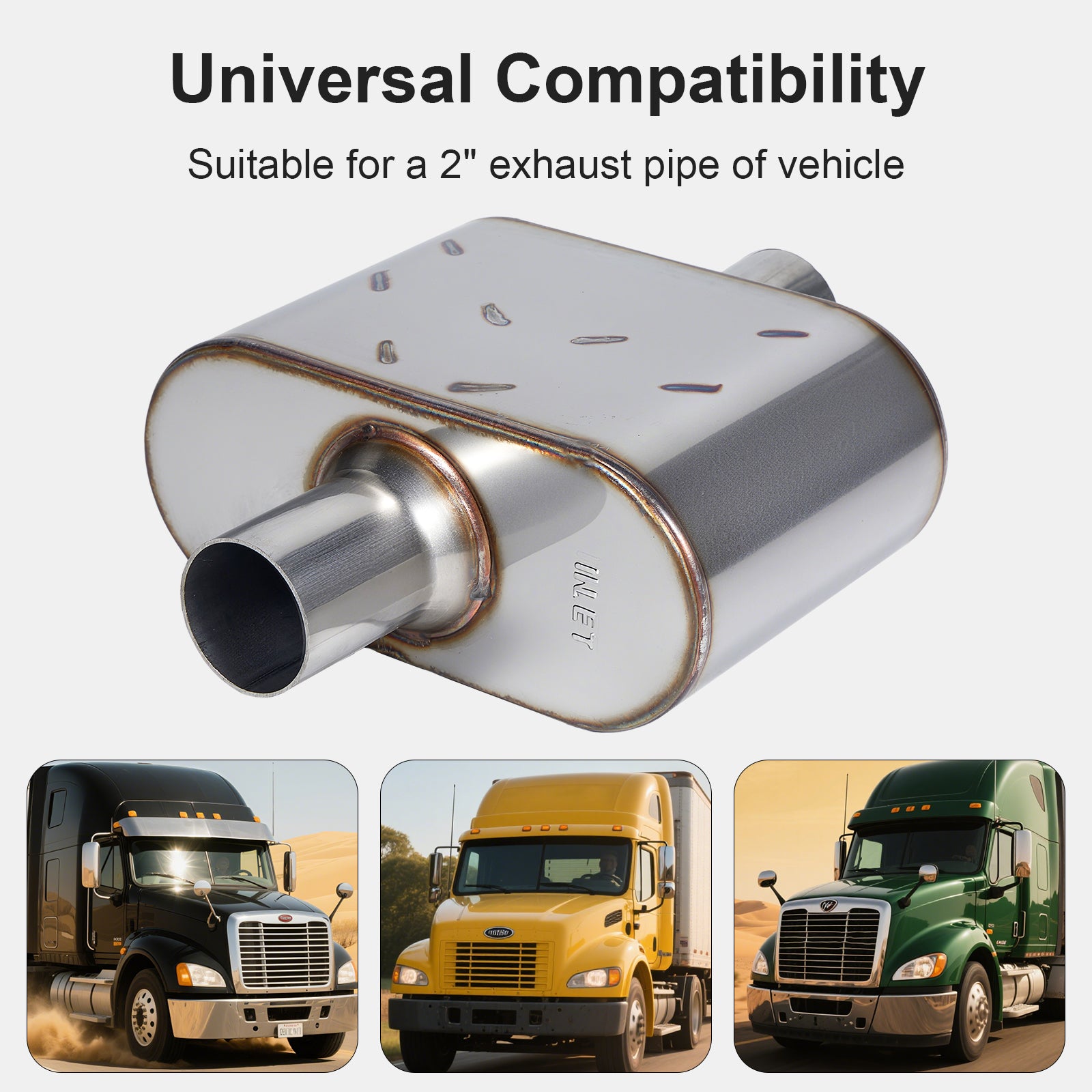 Chambered Performance Muffler – Compact Body, Center-In / Center-Out – 2", 2.25", 2.5", 3" – Stainless or Black (A Series)