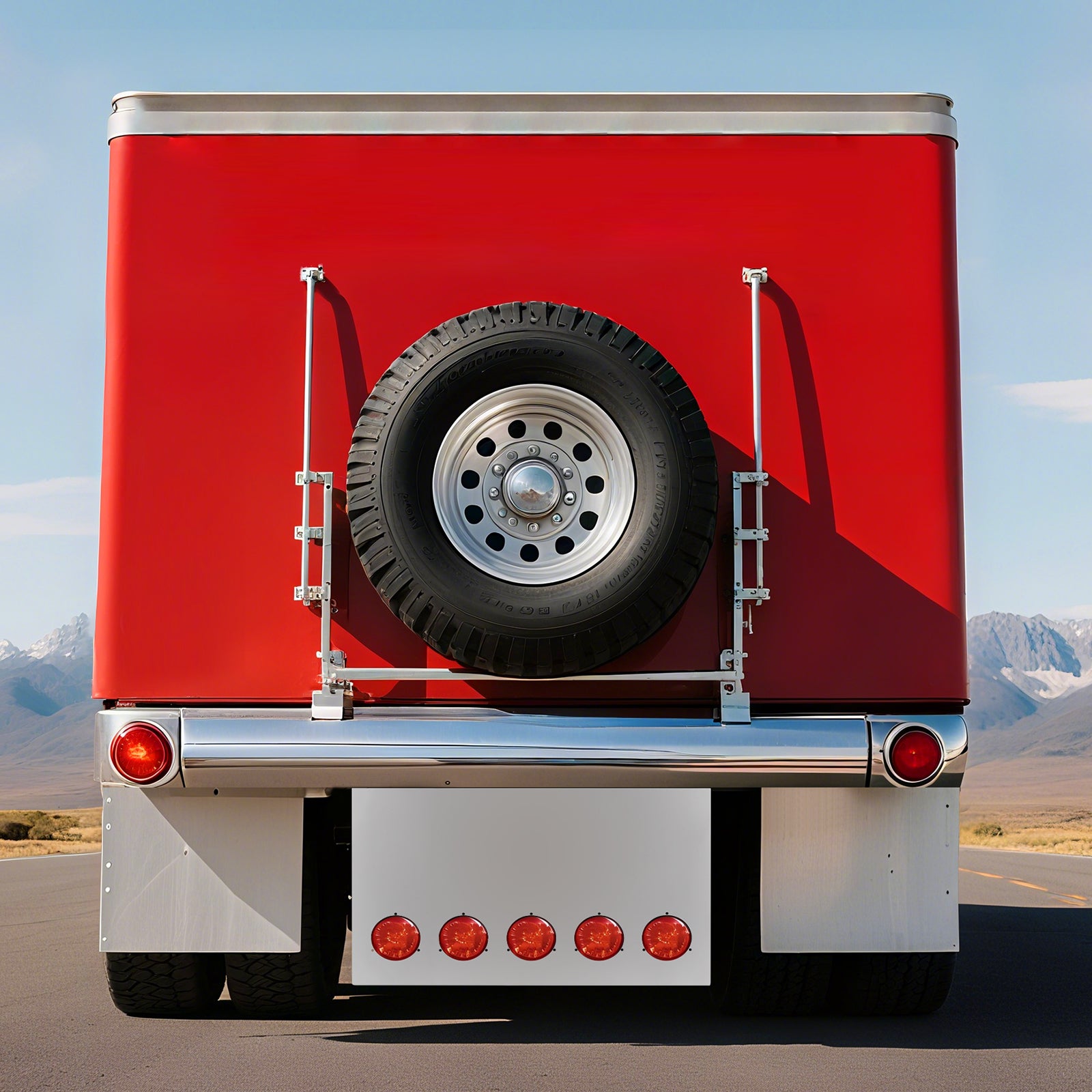 33" Chrome Stainless Steel Tall Rear Light Panel for Semi Trucks – 5 Large 4" Light Cutouts (PR-9011SS)