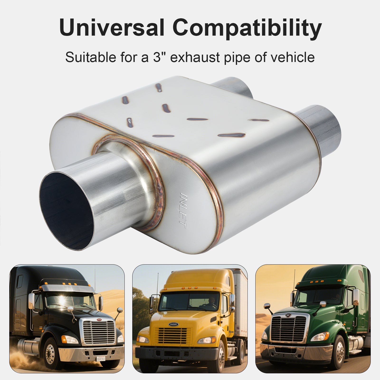 Stainless Chambered Performance Muffler – Compact Body, Single-In / DUAL-Outlet (PL-133D225-A8)