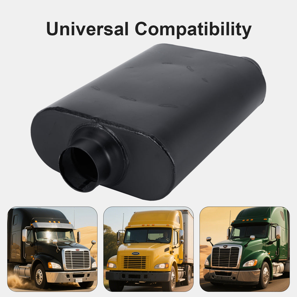 Stainless Chambered Performance Muffler – Standard Body, Offset-In / Offset-Out – Stainless or Black (PL-O1725-A23)