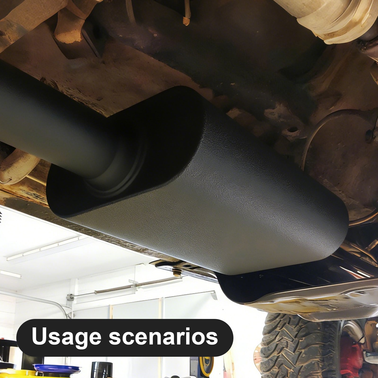 Black Chambered Performance Muffler – Standard Body, Single-In / DUAL-Outlet (PL-173D25BK-A44)