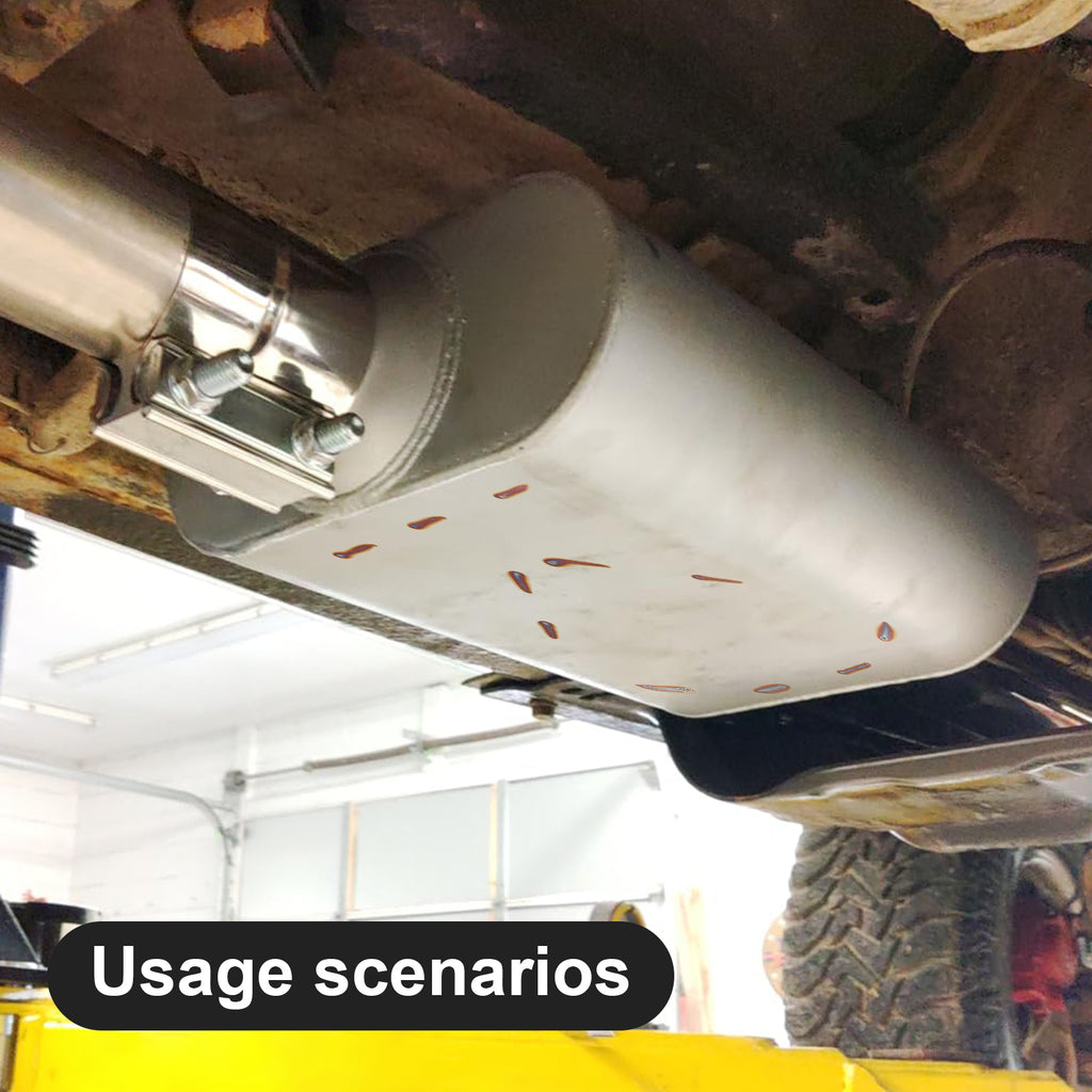 Stainless Chambered Performance Muffler – Standard Body, Offset-In / Offset-Out – Stainless or Black (PL-O1725-A23)