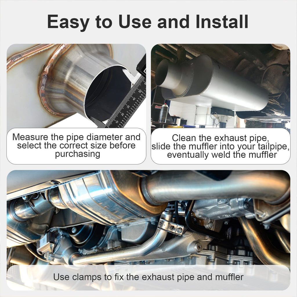 Stainless Chambered Performance Muffler – Standard Body, Offset-In / Offset-Out – Stainless or Black (PL-O1725-A23)