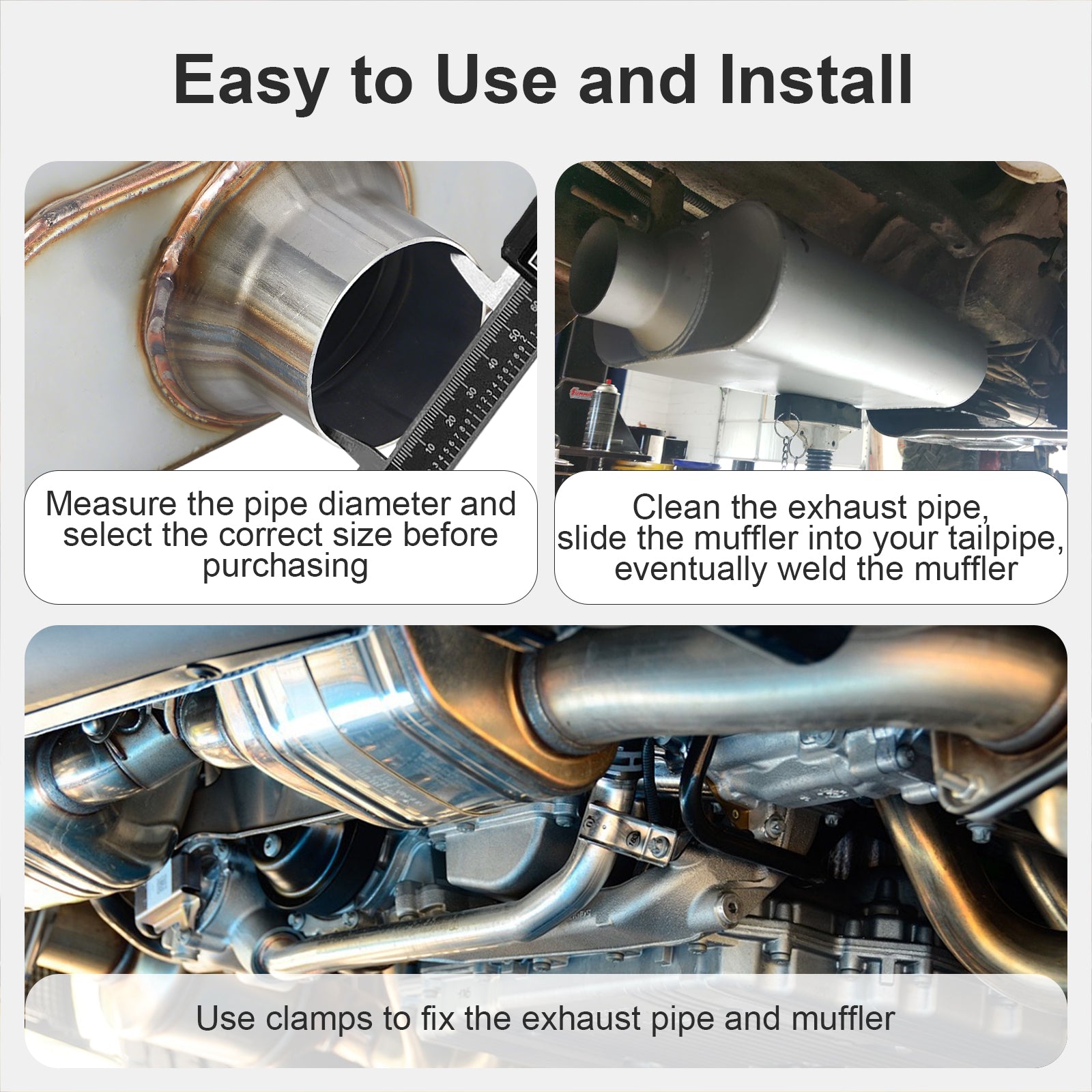 Stainless Chambered Performance Muffler – Standard Body, Offset-In / Offset-Out – Stainless or Black (PL-O1725-A23)